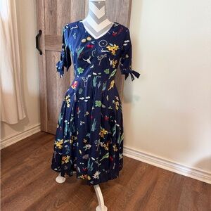 Anthropologie Mod Cloth Style Frock Shop Folk Art SM rockabilly fit flare dress